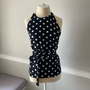 Reformation polka dot wrap halter top
